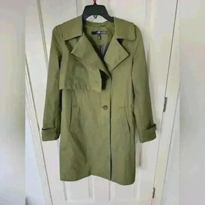 7 For All Mankind Women's Gunflap Olive Green Trench Coat Duster Midi Size S